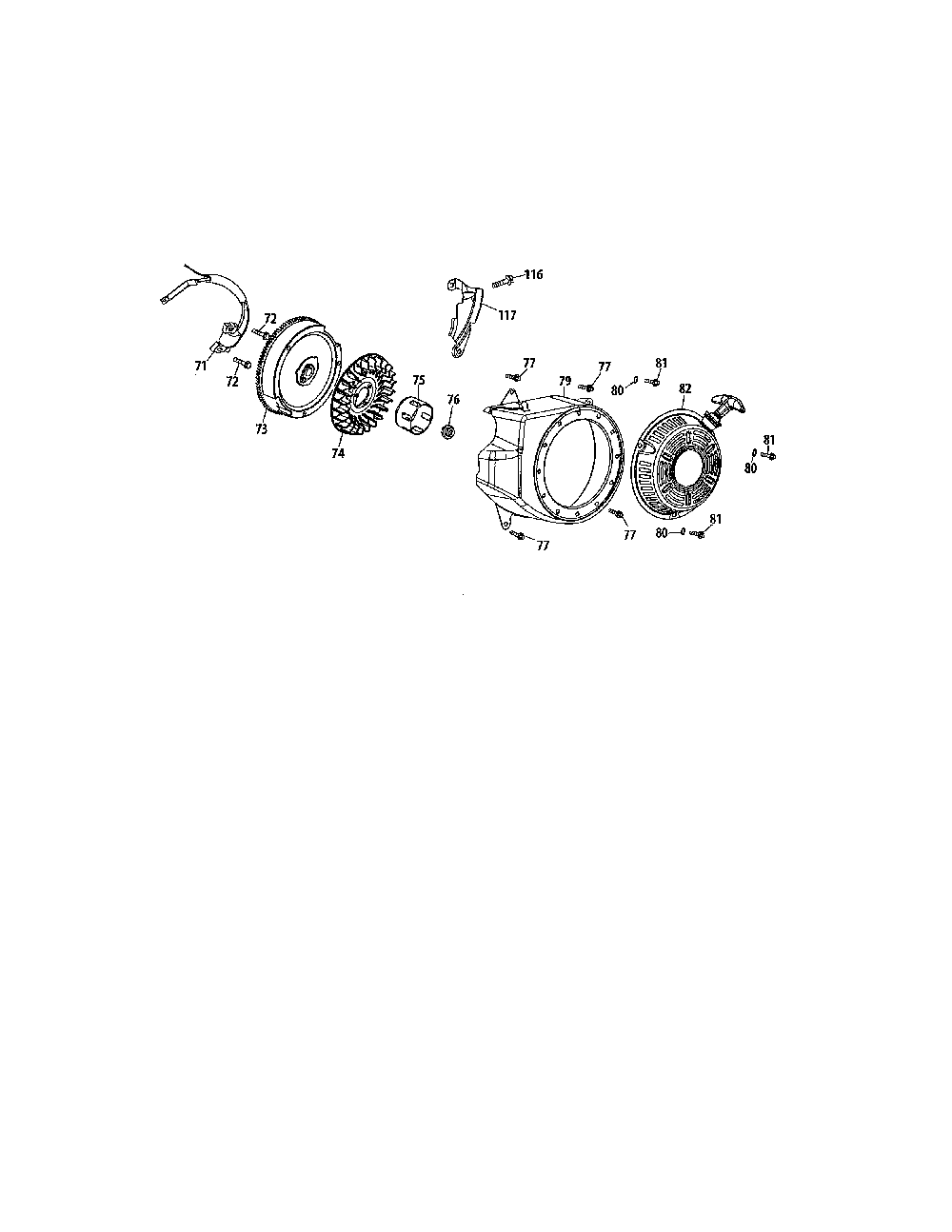 Flywheel/blower housing Diagram and Parts List for 952Z270-V0  MTD Engine
