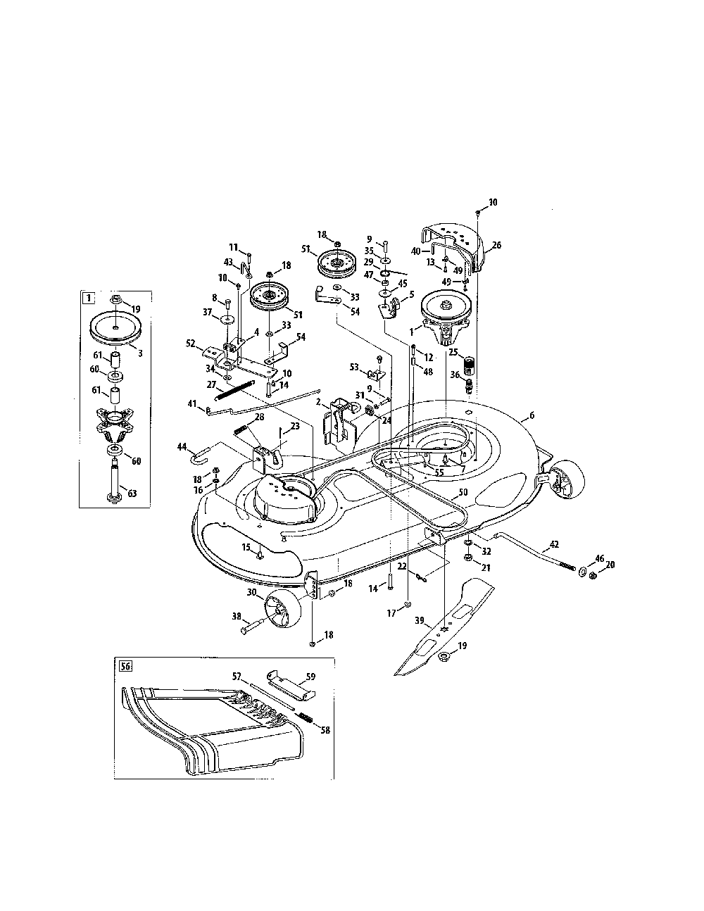 Deck Diagram and Parts List for 13AL47ST099  MTD Lawn Tractor
