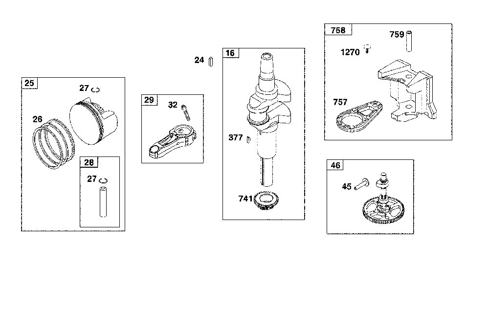 Crankshaft Diagram and Parts List for 13AL78XT091  MTD Lawn Tractor