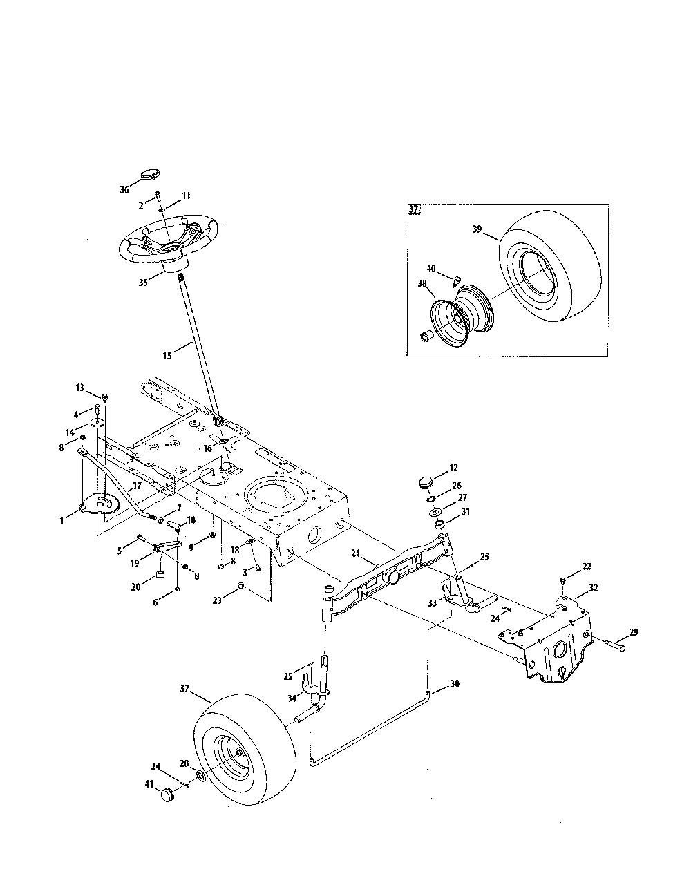 Steering/wheels Diagram and Parts List for 13AL47ST099  MTD Lawn Tractor