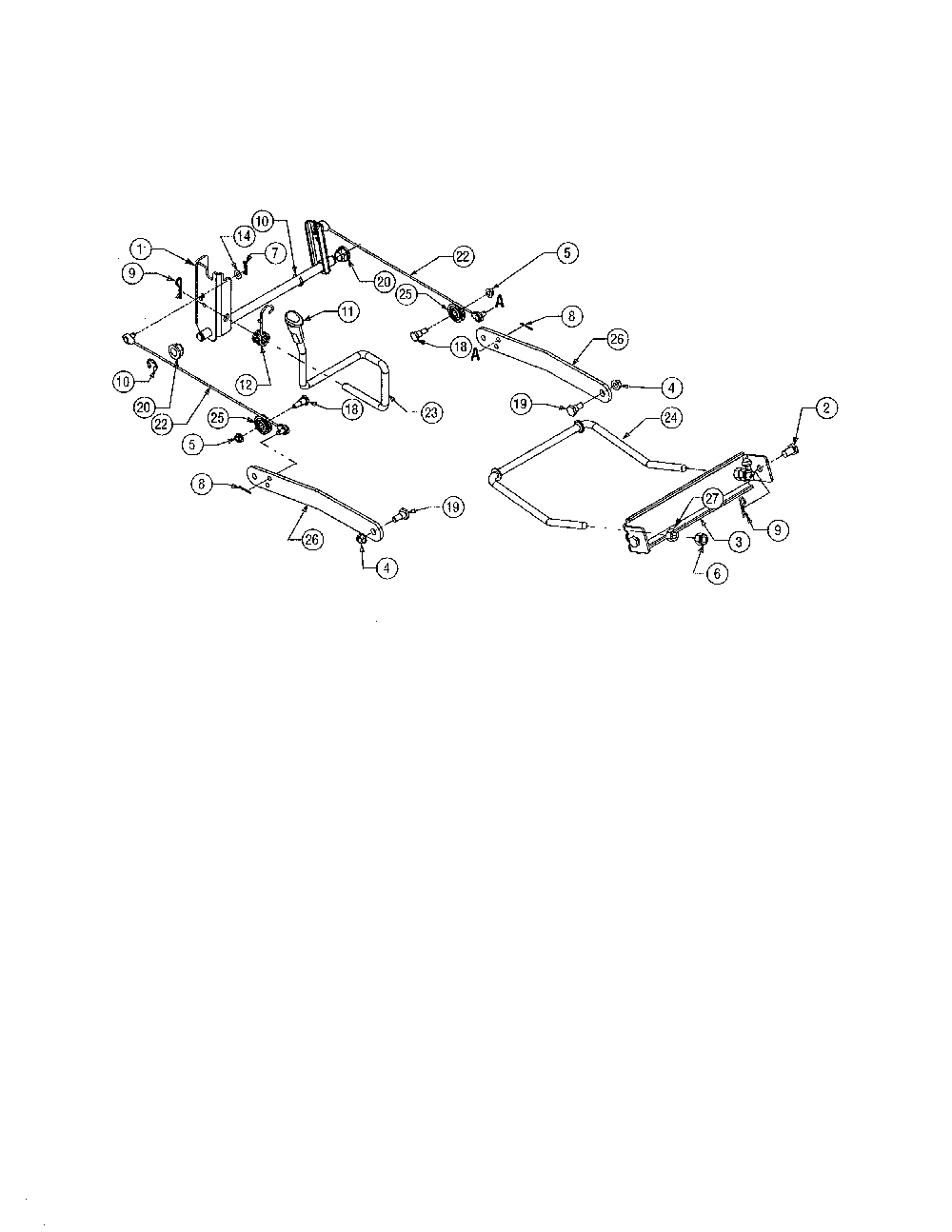 Lift shaft Diagram and Parts List for 14AP805K730  MTD Lawn Tractor