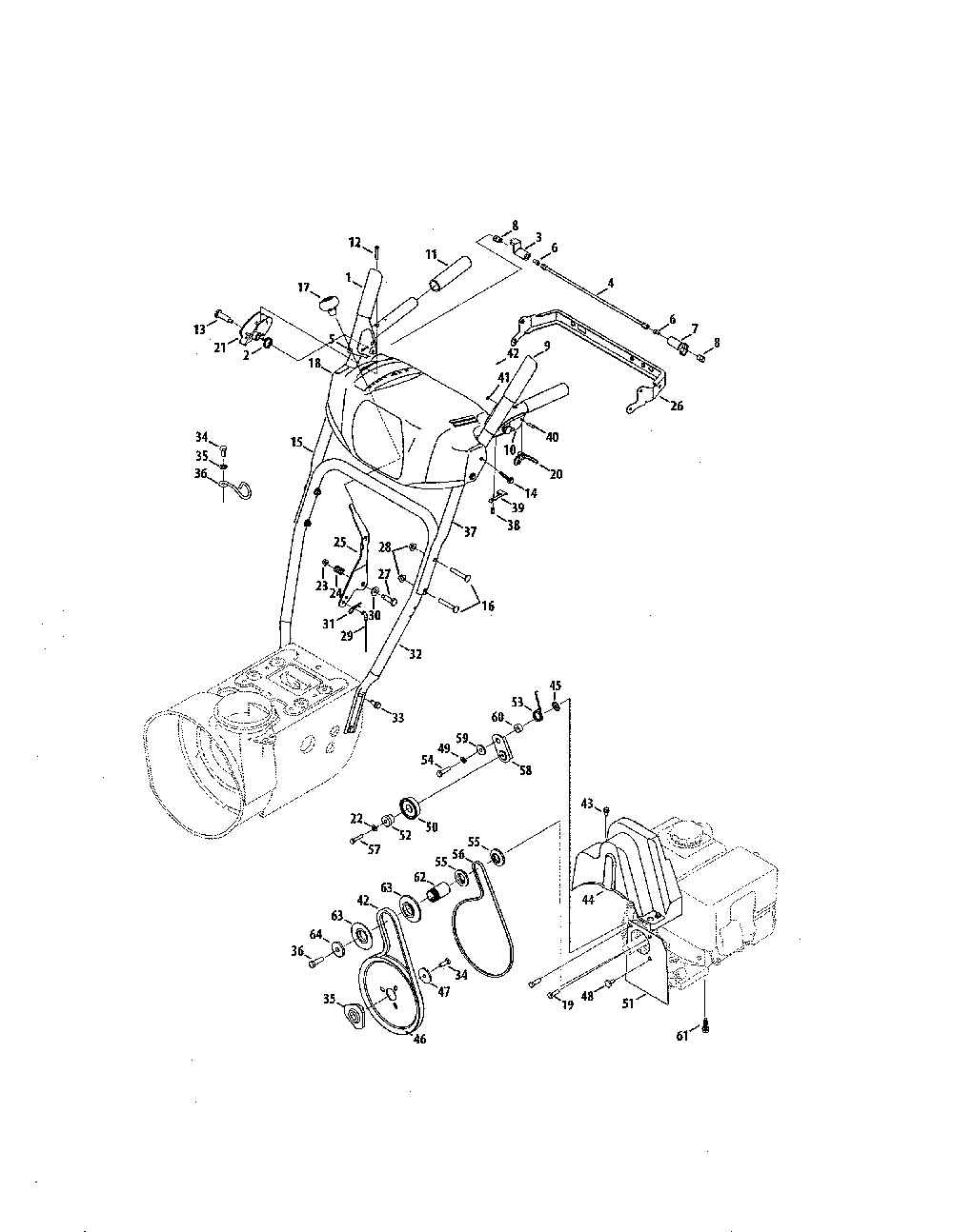 Handles Diagram and Parts List for 31AS5BHE799  MTD Snow Blower