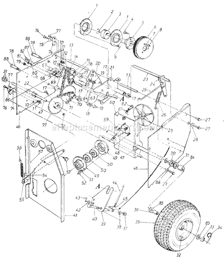 Page D Diagram and Parts List for 840-105 1988 MTD Snow Blower