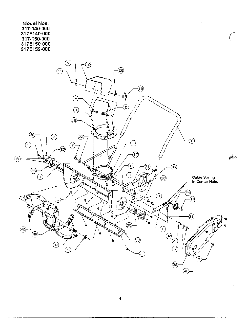 Index page 4 Diagram and Parts List for 317-140-000  MTD Snow Blower