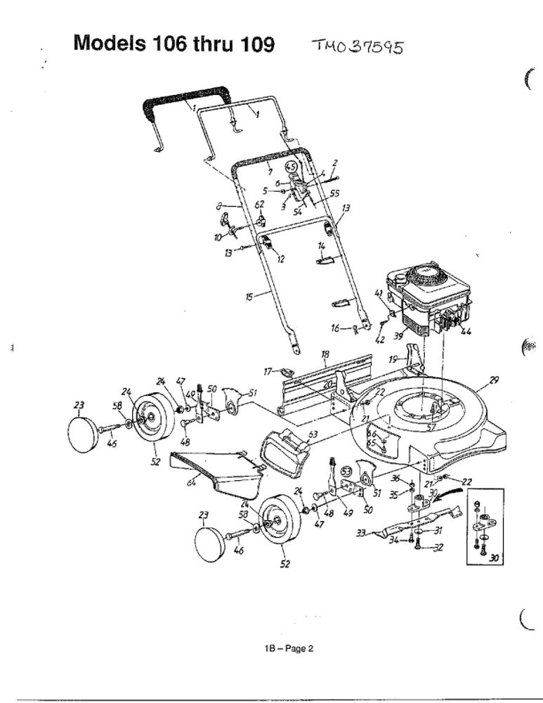 Rotary Mowers/Wheel Chart 1 Diagram and Parts List for 115-106C000  MTD Lawn Mower