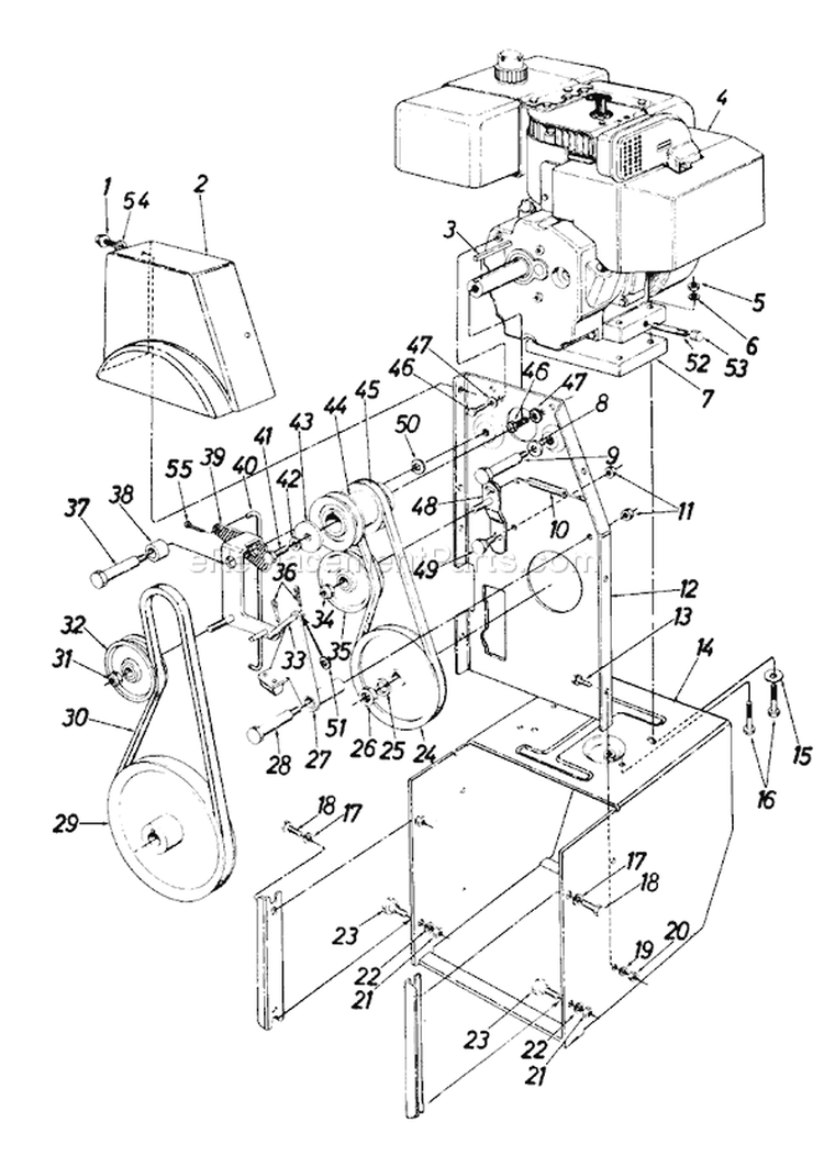 Page B Diagram and Parts List for 850-054 1988 MTD Snow Blower