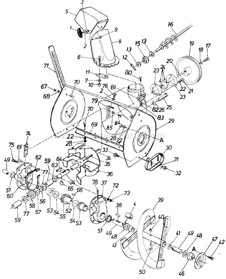 Page C Diagram and Parts List for 850-054 1988 MTD Snow Blower