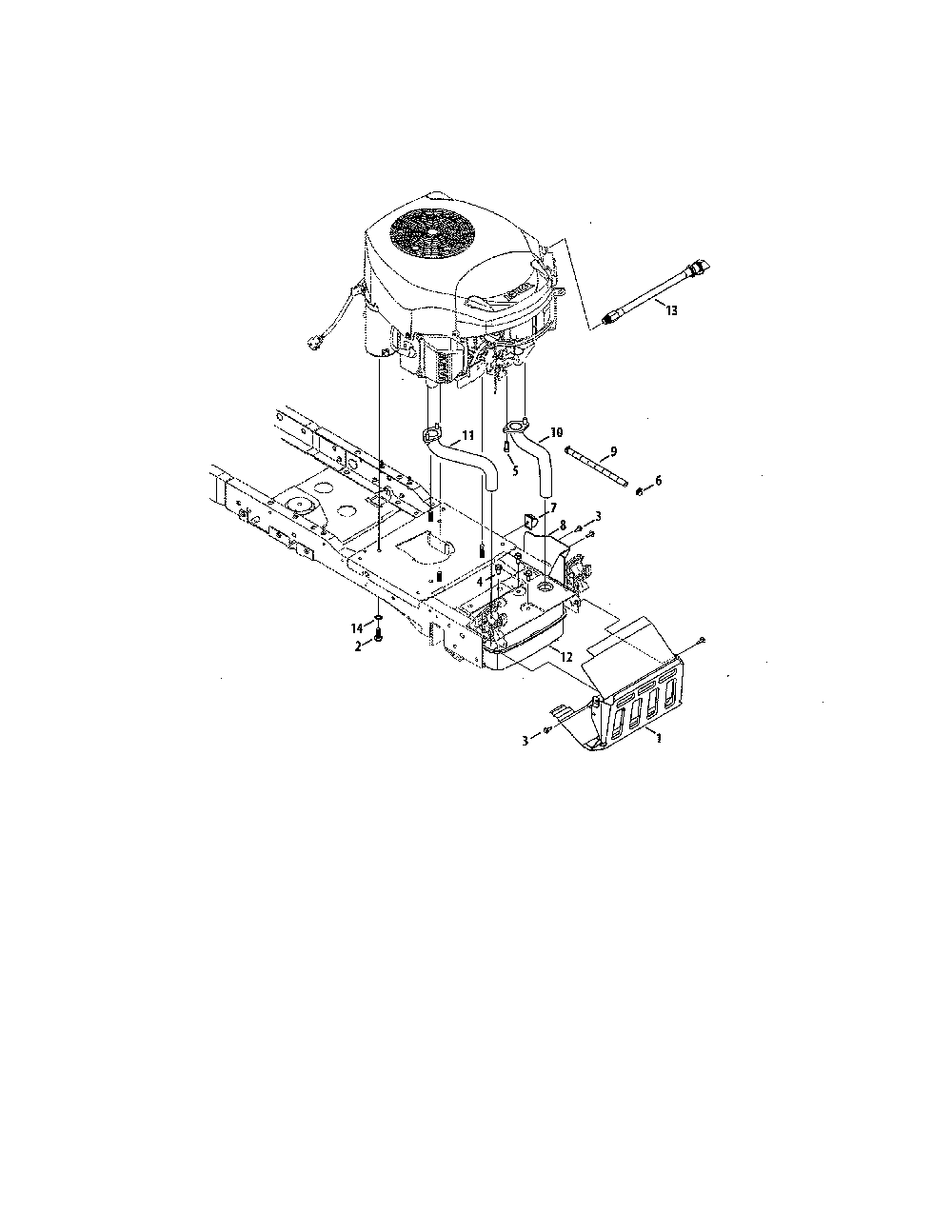 Engine/muffler & shield Diagram and Parts List for 14B7A3ZQ099  MTD Lawn Tractor