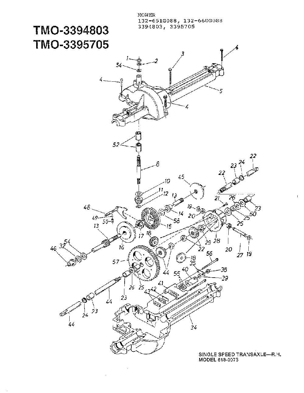 Single speed transaxle-r Diagram and Parts List for 3394803  MTD Lawn Tractor