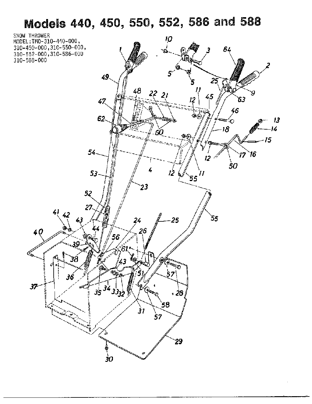 Snow throwers Diagram and Parts List for 310-550-000  MTD Snow Blower