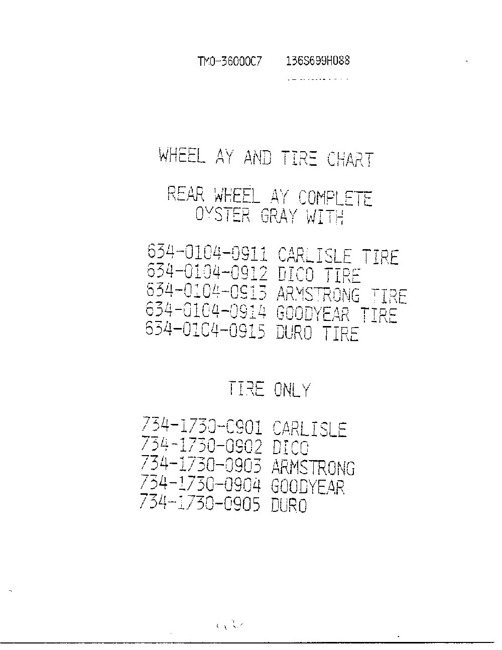 Wheel ay and tire chart page 6 Diagram and Parts List for 3600007  MTD Lawn Tractor