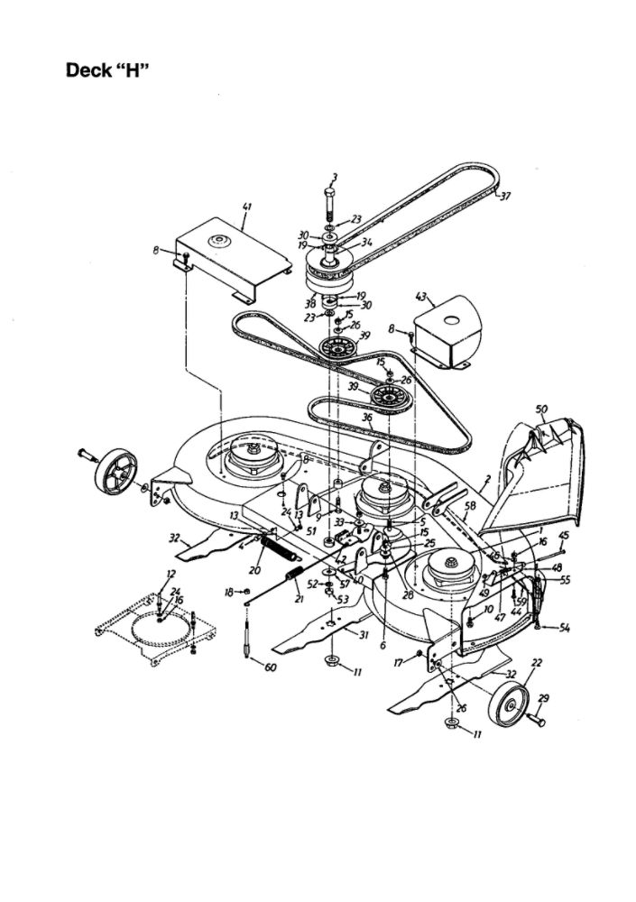 Deck-H Diagram and Parts List for 679  MTD Lawn Tractor