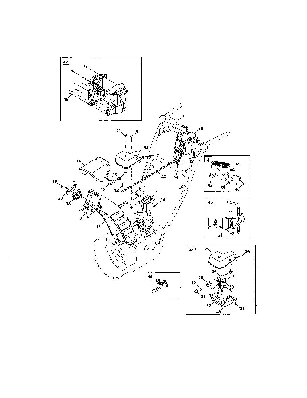 2-way & 4-way extended chute Diagram and Parts List for 769-07021  MTD Snow Blower