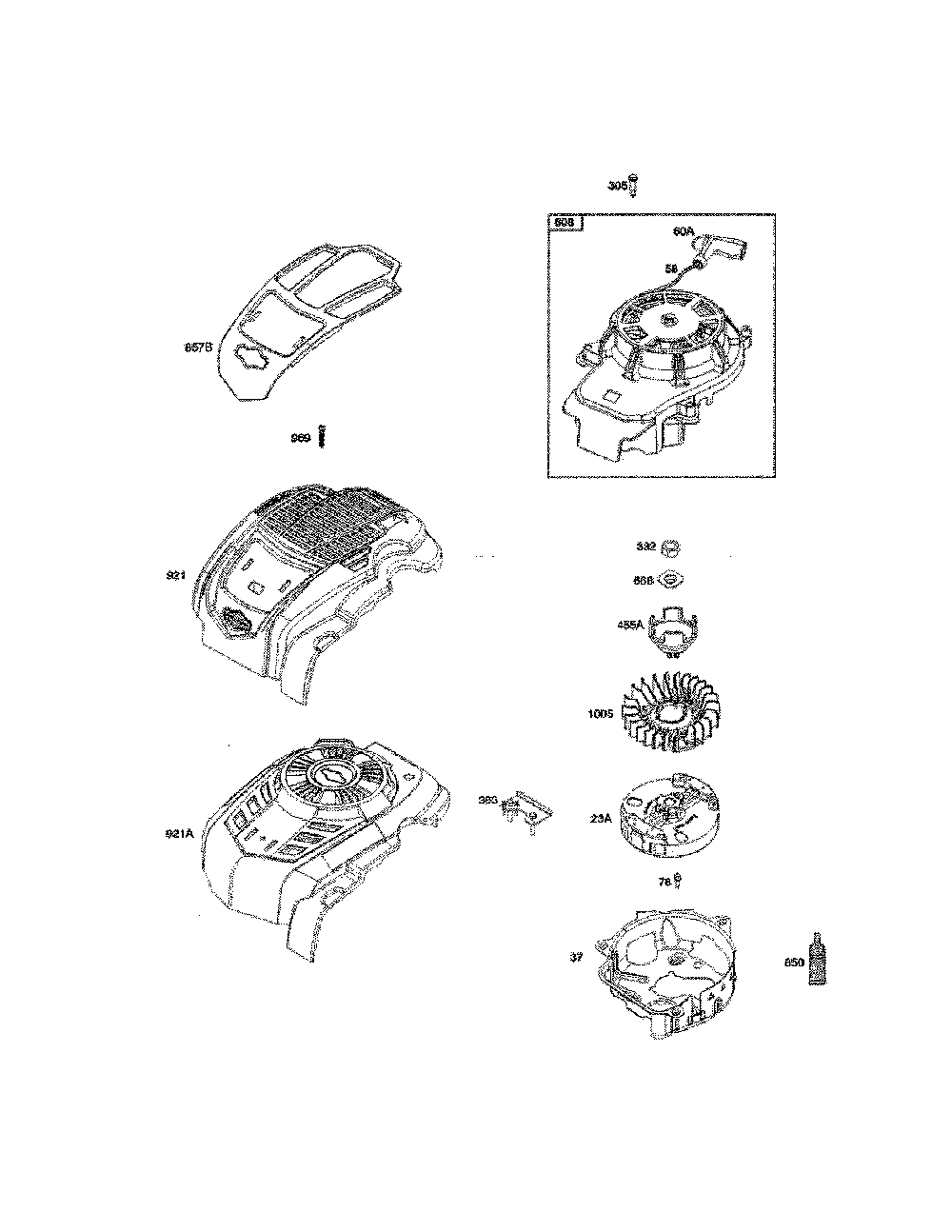 Blower housing/flywheel Diagram and Parts List for 11B-B28S799  MTD Lawn Mower