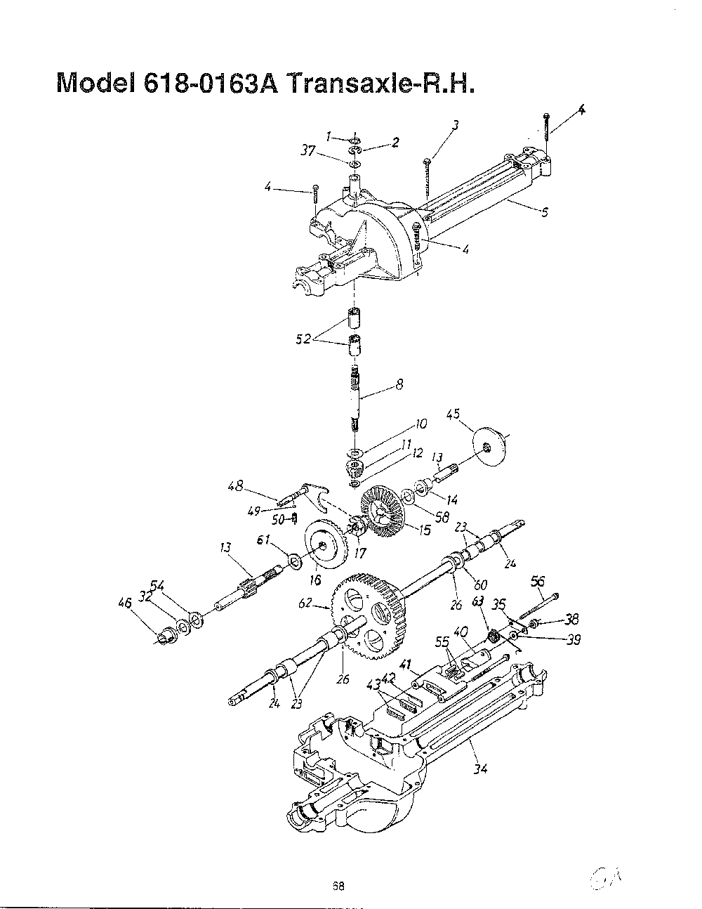 Transaxle Diagram and Parts List for SKU3105205  MTD Lawn Mower
