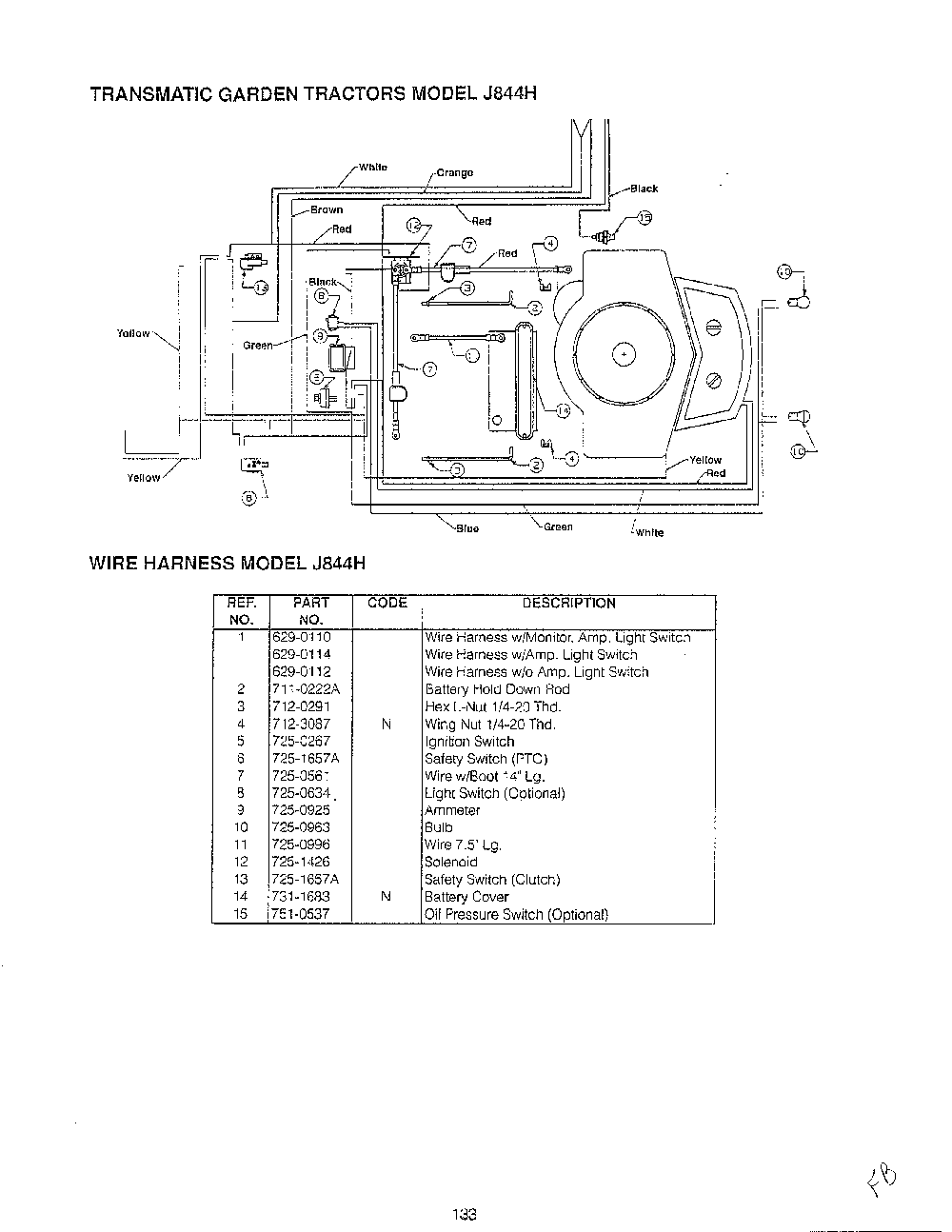 Lawn tractor/wiring page 22 Diagram and Parts List for SKU3304602  MTD Lawn Tractor