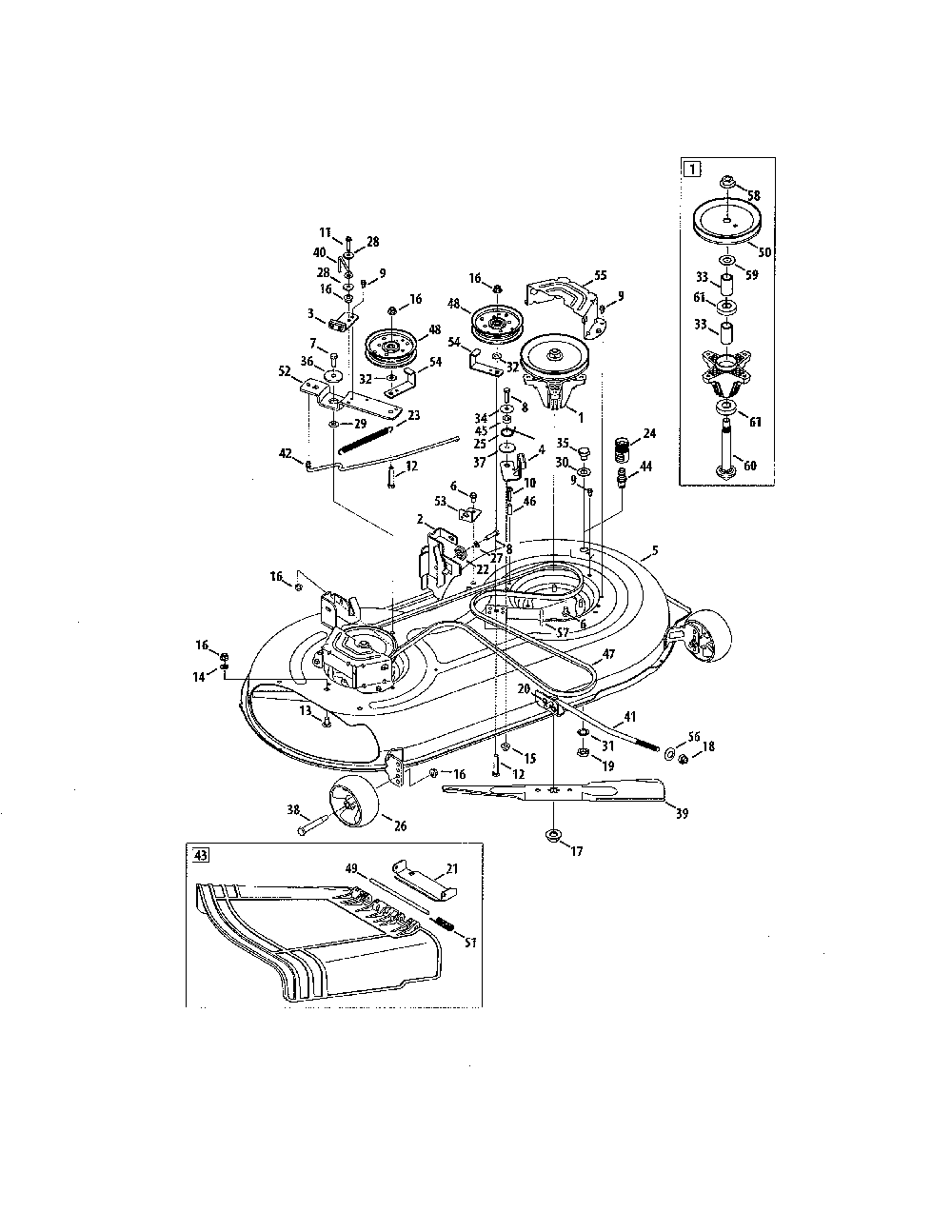 42" deck Diagram and Parts List for 769-05404  MTD Lawn Tractor