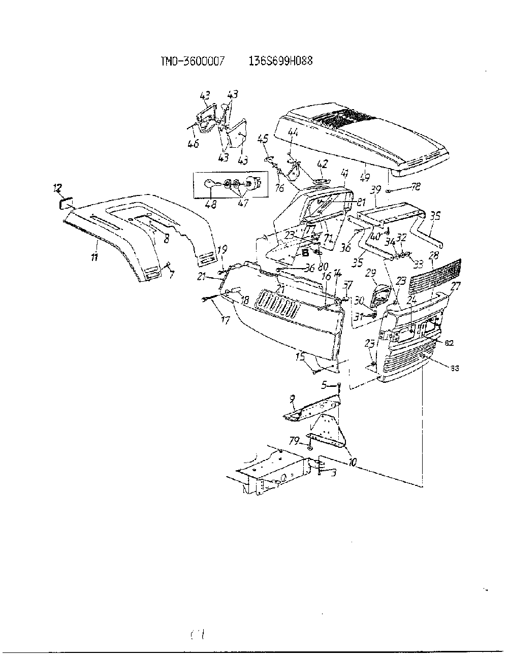 Form no: 770-96-3e Diagram and Parts List for 3600007  MTD Lawn Tractor