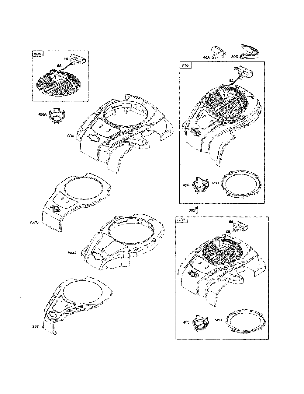 Blower housing/rewind starter Diagram and Parts List for 12AVD2B8799  MTD Lawn Mower