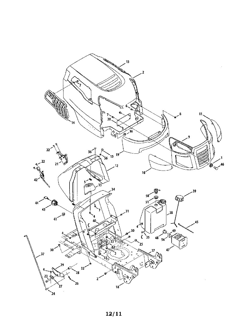 Bumper/hood Diagram and Parts List for 13AL78ST299  MTD Lawn Tractor