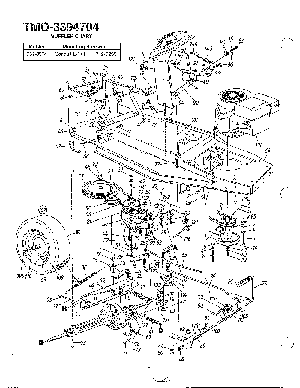 11.5 hp 38" lawn tractor page 5 Diagram and Parts List for 3394704  MTD Lawn Tractor