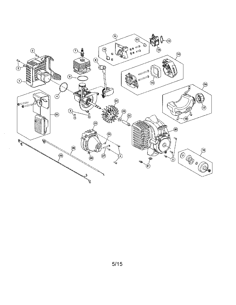 Fuel tank/muffler/air cleaner Diagram and Parts List for 41AD110G883  MTD Trimmer