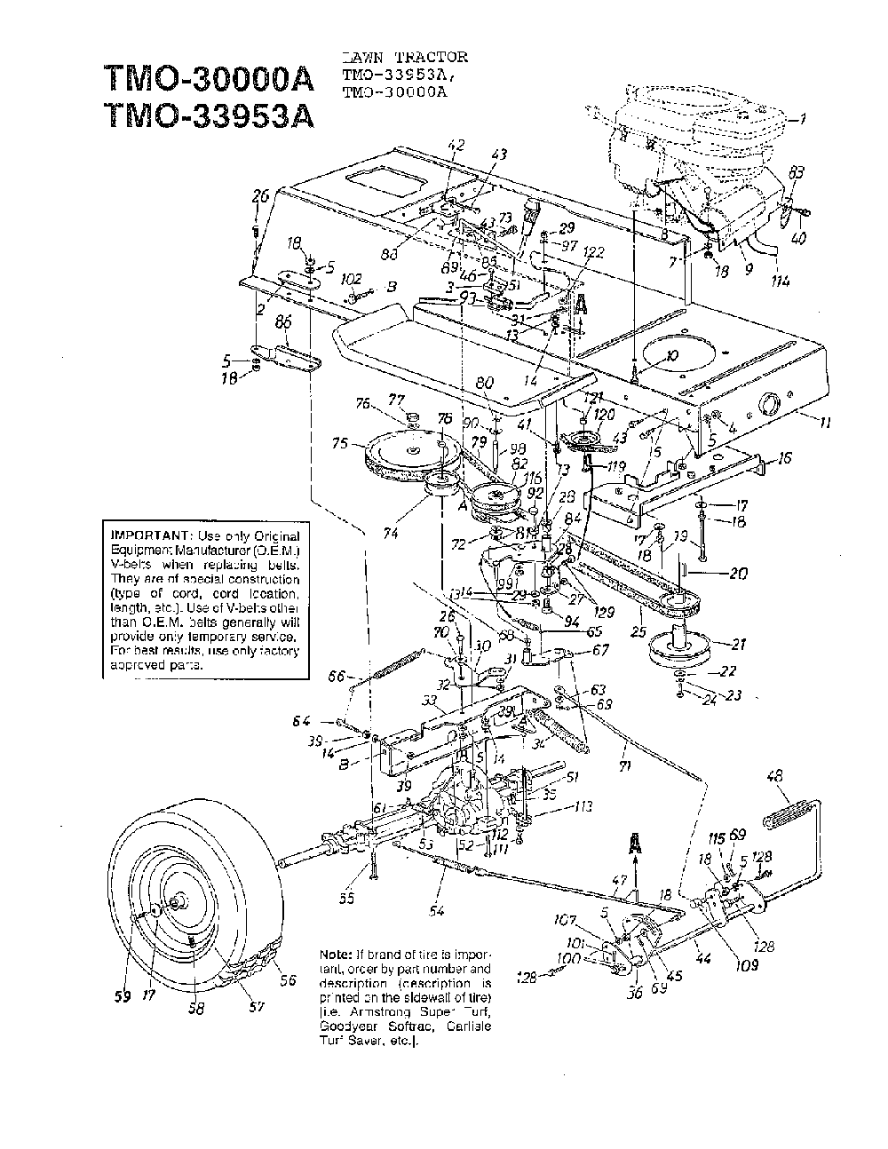 42" lawn tractors page 5 Diagram and Parts List for 3000A  MTD Lawn Tractor