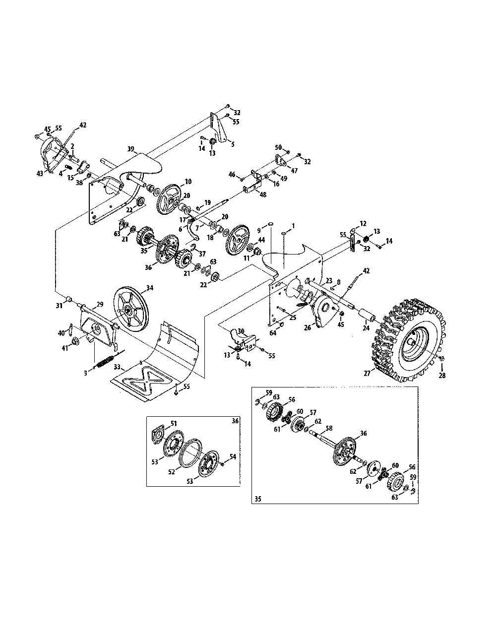 Drive shaft/wheels Diagram and Parts List for 31AM5CSF799  MTD Snow Blower