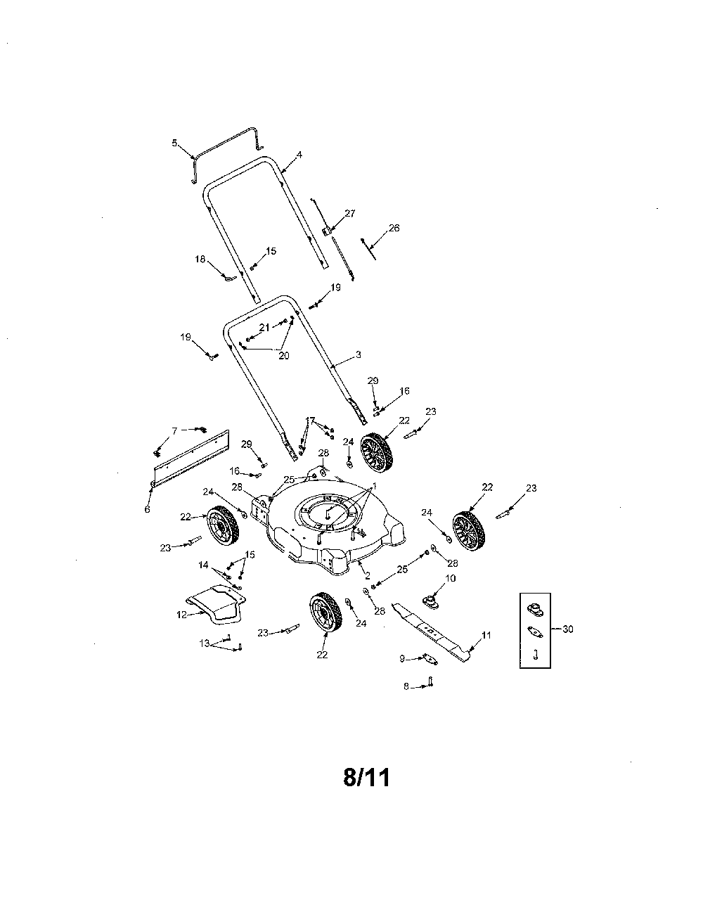 Lawn mower Diagram and Parts List for 11A-022B700  MTD Lawn Mower