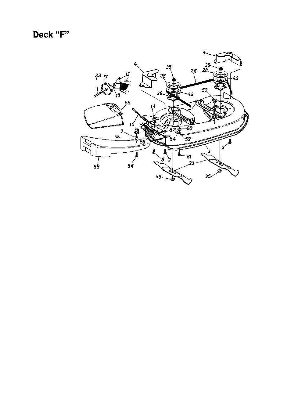 38" deck "f" Diagram and Parts List for 13AQ675G062  MTD Lawn Tractor