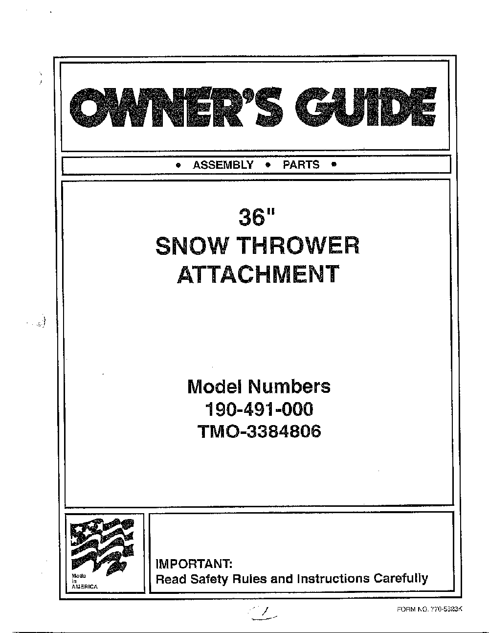 36" snow thrower attachment Diagram and Parts List for 3384806  MTD Snow Blower