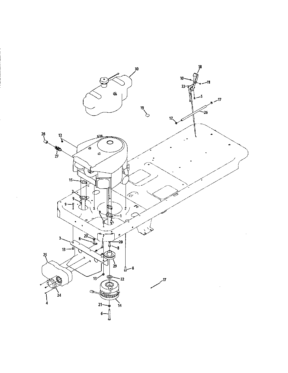Engine connection 54" Diagram and Parts List for 17AC2ACG055  MTD Lawn Mower