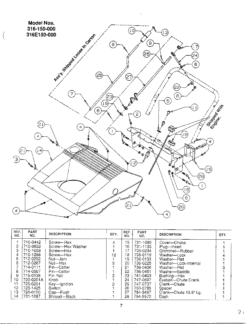 Snow thrower page 4 Diagram and Parts List for 316-140-000  MTD Snow Blower