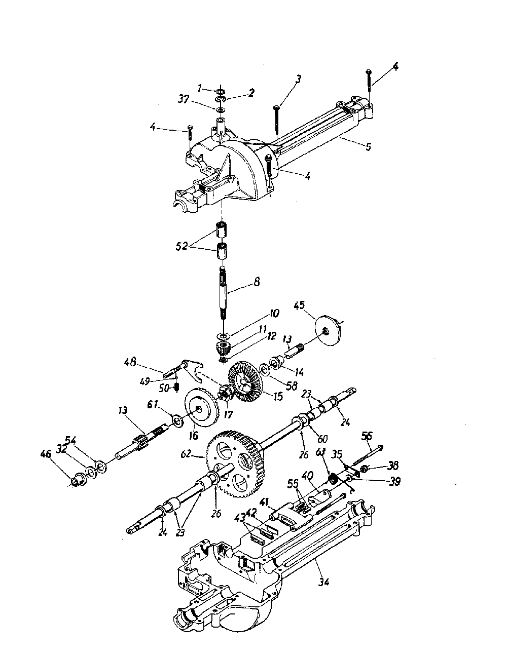 Transmission assembly Diagram and Parts List for 13AH665F020  MTD Lawn Tractor