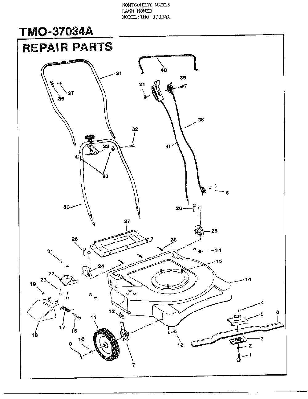 3hp 20" rotary mower Diagram and Parts List for 37034A  MTD Lawn Mower