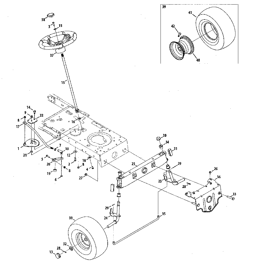 Steering/wheels Diagram and Parts List for 13A878XT299  MTD Lawn Tractor