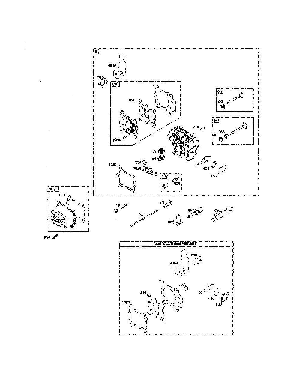 Head-cylinder/valve gasket set Diagram and Parts List for 12BVB15R799  MTD Lawn Mower