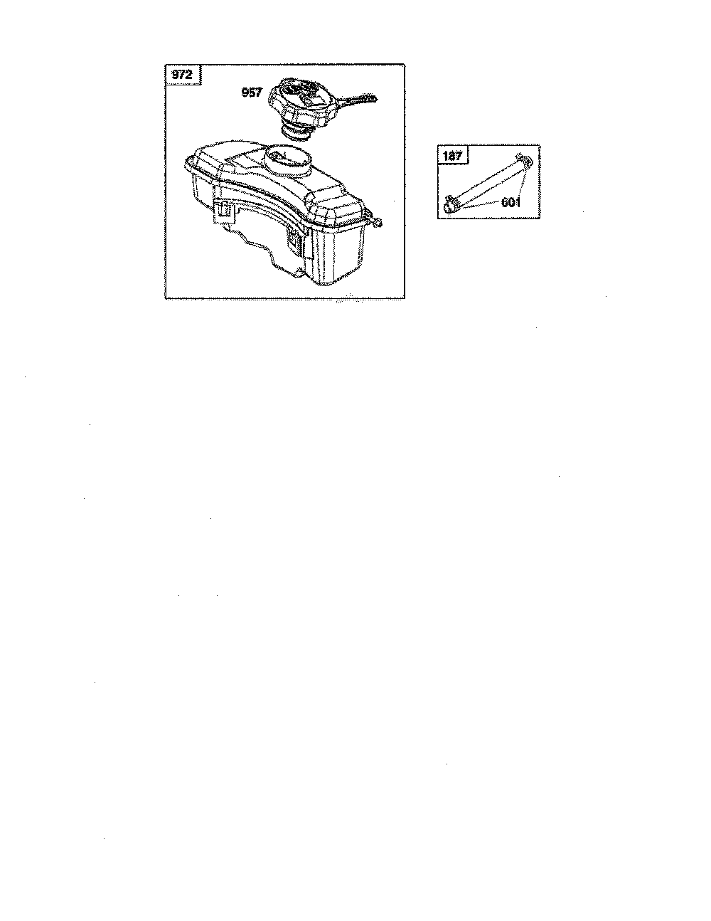 Fuel tank Diagram and Parts List for 12AVP7BB799  MTD Lawn Mower