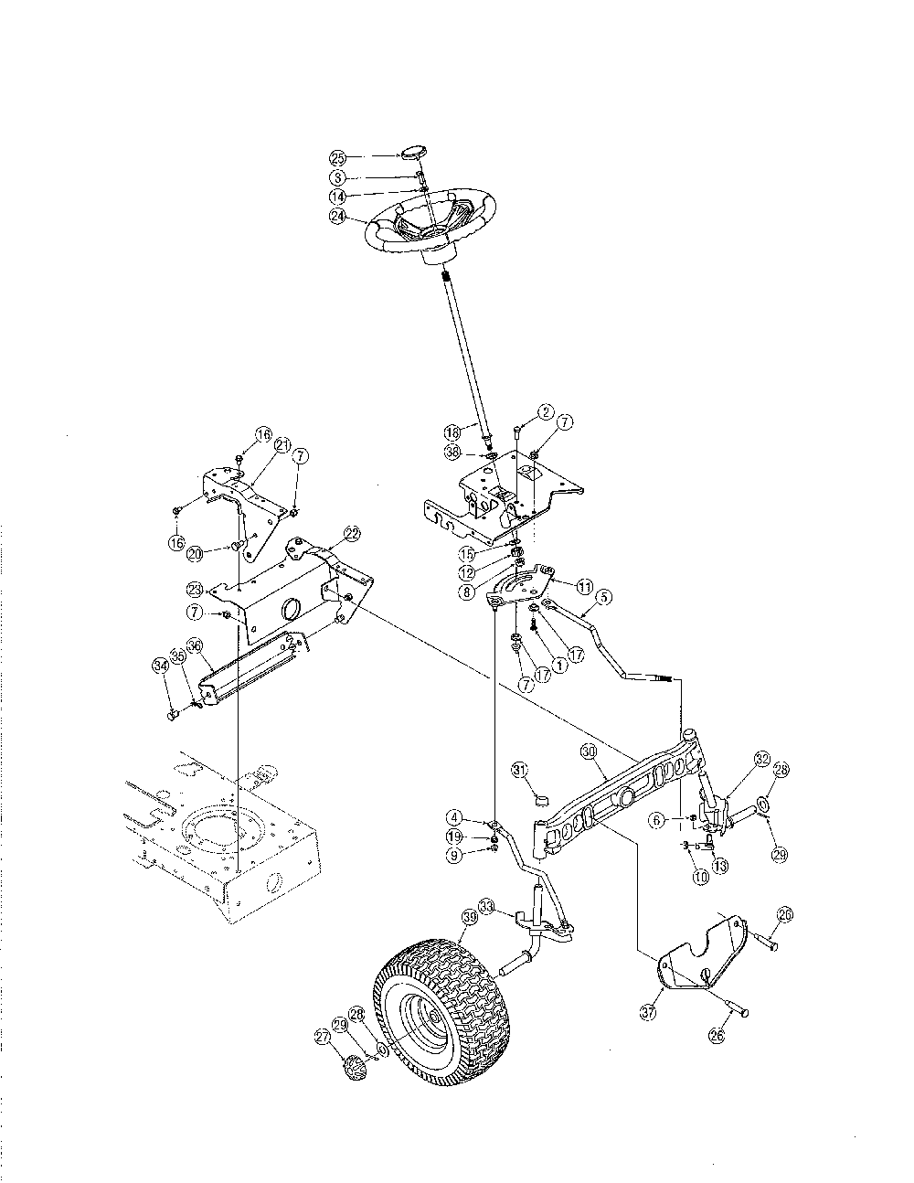 Steering/wheels Diagram and Parts List for 13AX611G705  MTD Lawn Tractor