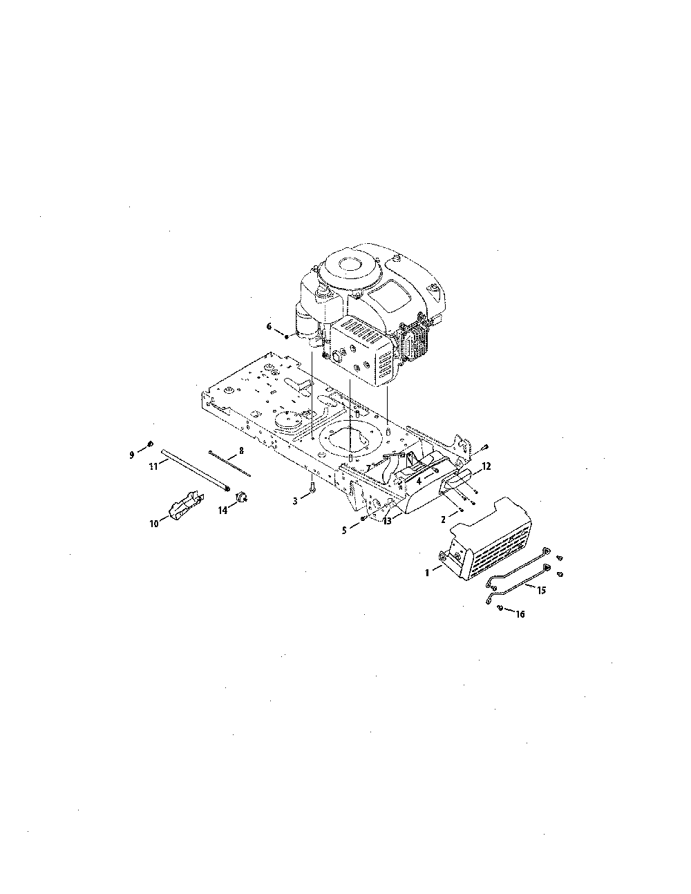Engine/muffler/shield Diagram and Parts List for 13A878XS099  MTD Lawn Tractor