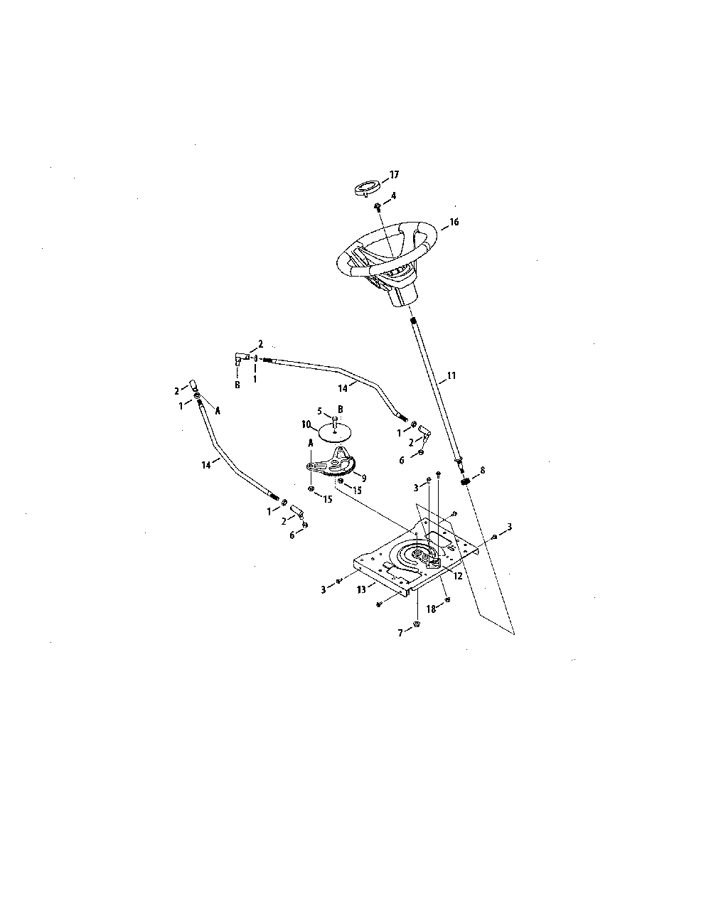 Steering wheel Diagram and Parts List for 13BQA1ZT099  MTD Lawn Tractor