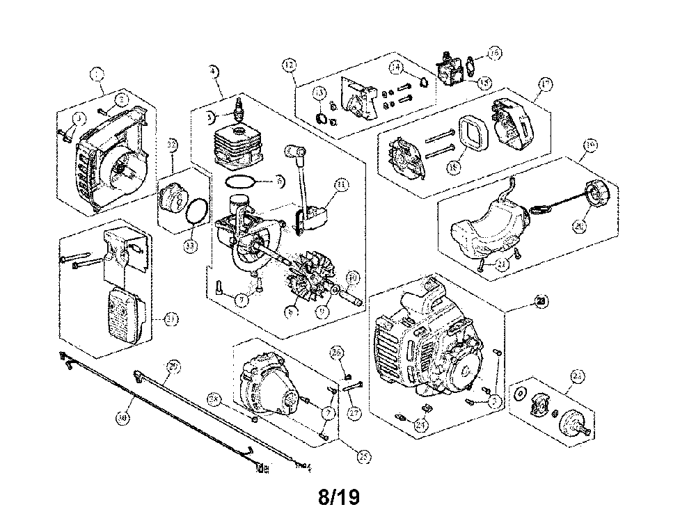 Engine assembly Diagram and Parts List for 41AD25PS793  MTD Trimmer