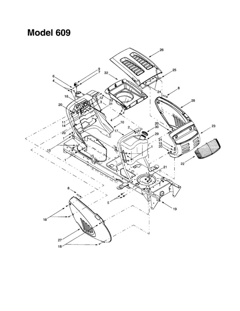 Hood/Grille 5 Diagram and Parts List for 608  MTD Lawn Tractor