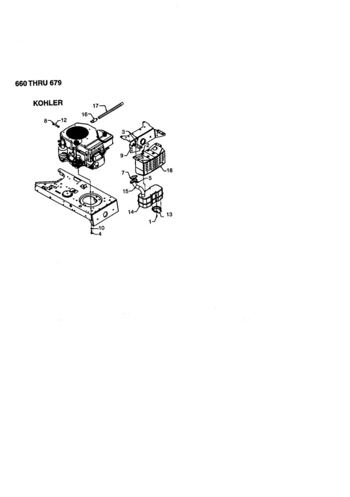Kohler 1 Diagram and Parts List for 665  MTD Lawn Tractor