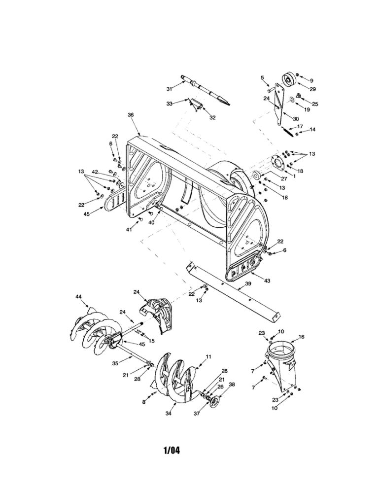 Auger Housing/30-Inch Spiral Blades Diagram and Parts List for 10030  MTD Snow Blower