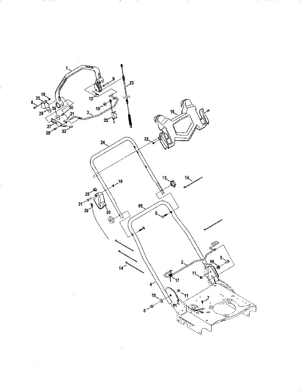 Drive & upper handles/console Diagram and Parts List for 12ABW35T799  MTD Lawn Mower