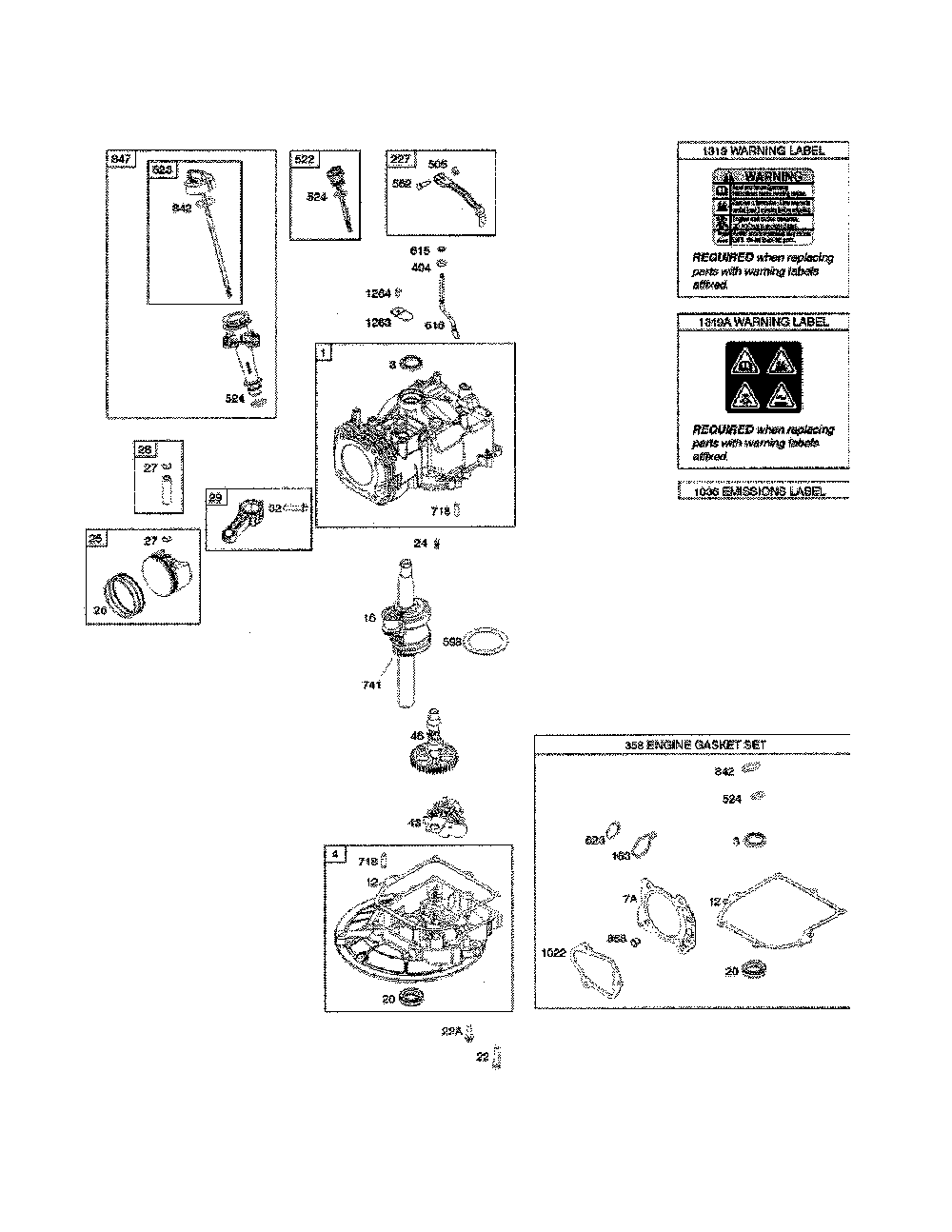 Cylinder/crankshaft/sump Diagram and Parts List for 12AVD2B8799  MTD Lawn Mower