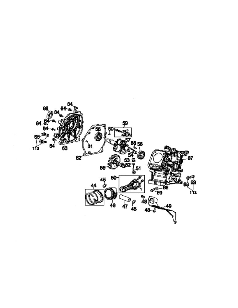 Short Block Diagram and Parts List for 952Z170-V0B  MTD Engine