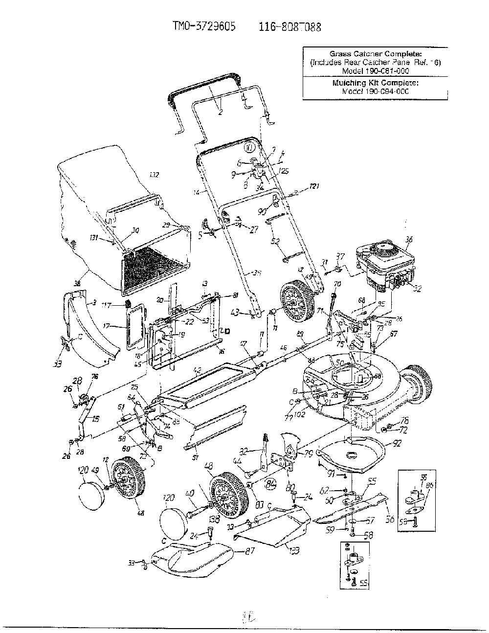 Form no. 770-96-1c Diagram and Parts List for 3729605  MTD Lawn Mower