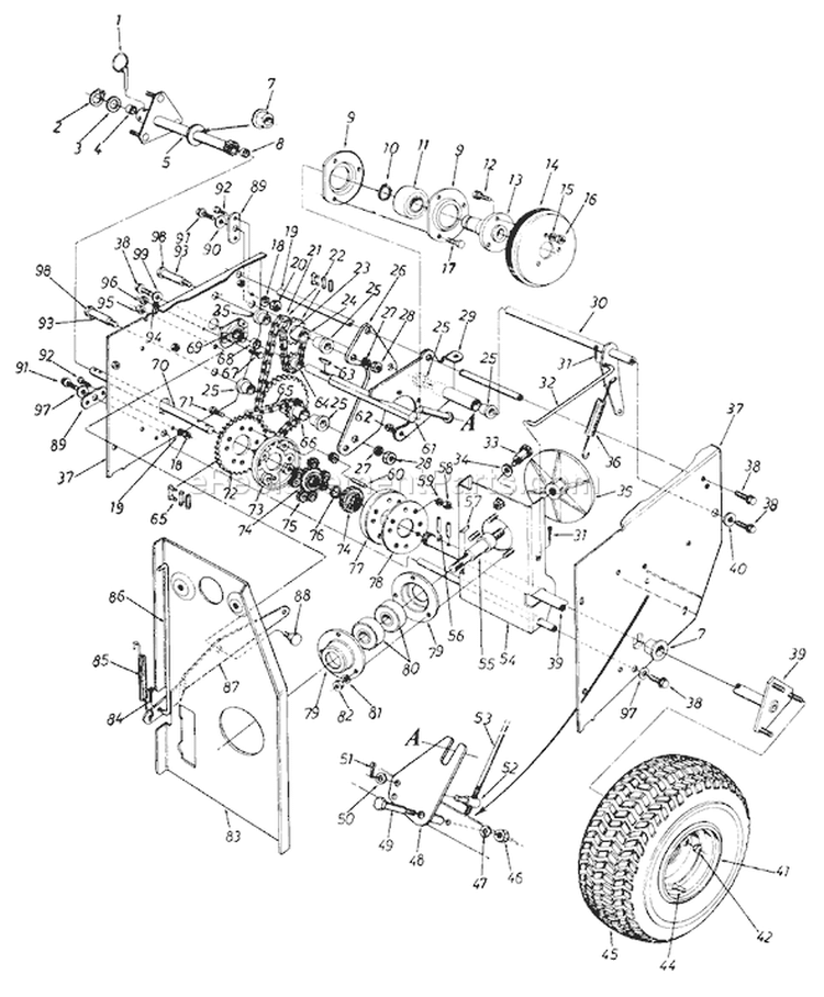 Page D Diagram and Parts List for 319-960-000 1989 MTD Snow Blower